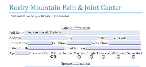 Chiropractic Patient Intake Forms